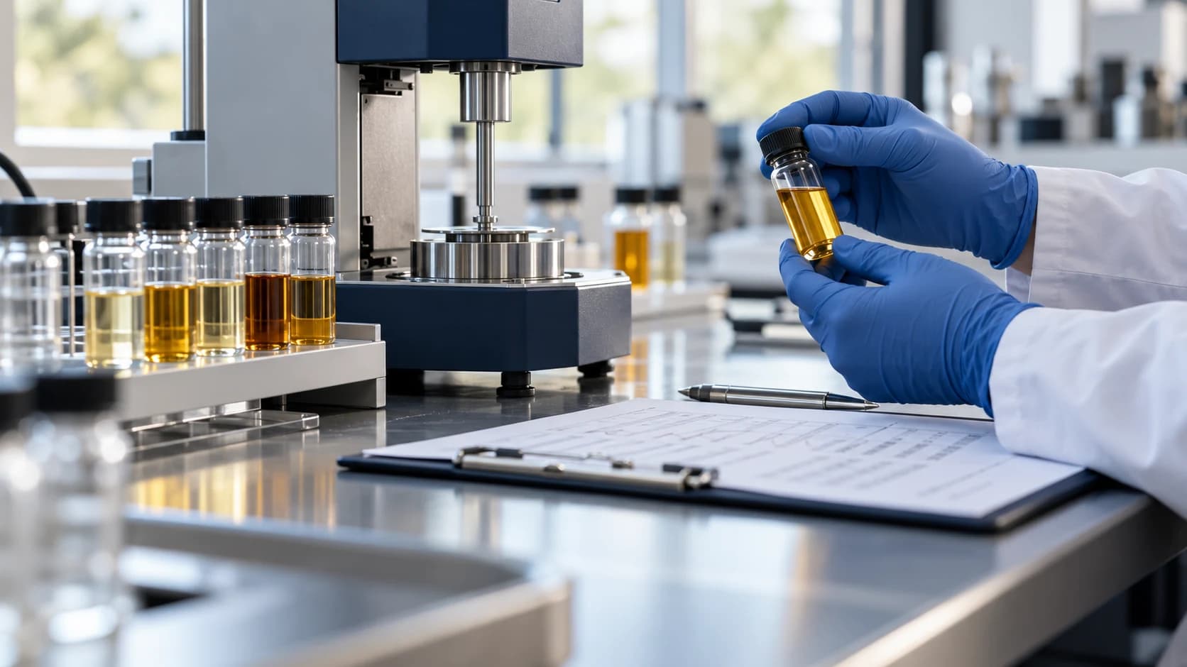 Illustration of petroleum sample and technical document review