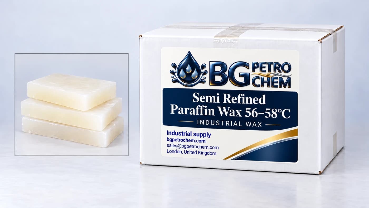 Halbraffiniertes Paraffinwachs (56–58°C) – Petroleum & Synthetic Waxes product from BG Petro Chemicals
